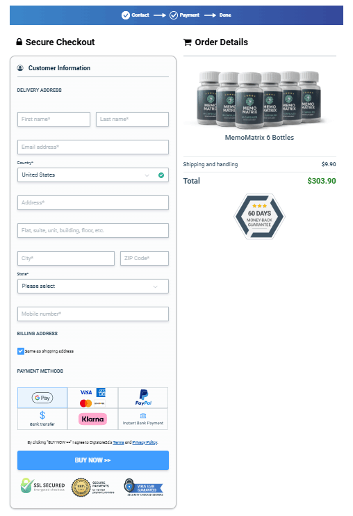 Memo Matrix  Offer Checkout